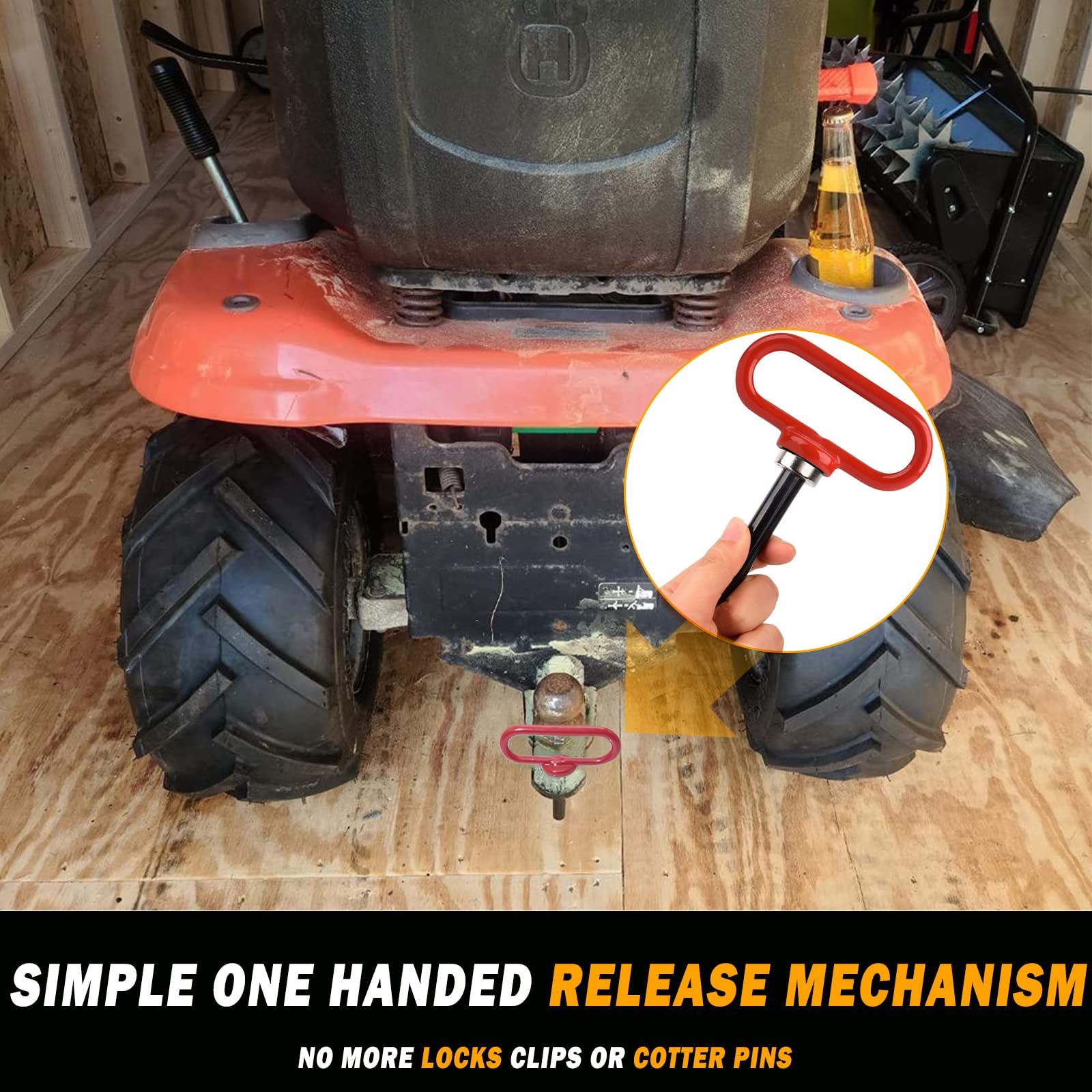 EilxMag hitch pin with cotter pin in place offering double safety protection