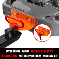 EilxMag hitch installed under tractor frame showing sturdy attachment