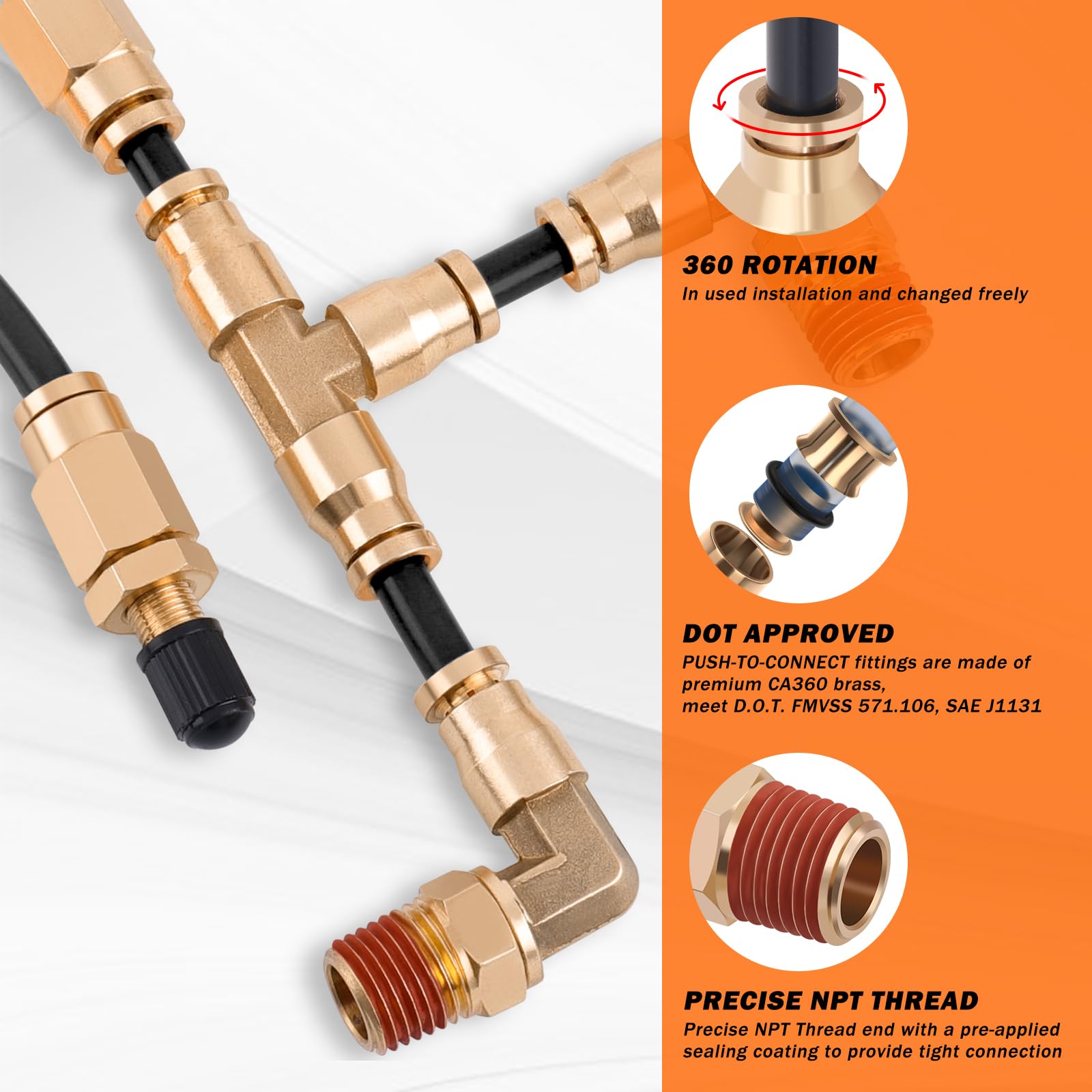 EilxMag 1/4" union tee assembly showing easy multi-line routing advantage