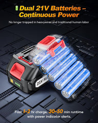 Eioehtl batteries and fast charger displayed for continuous runtime benefit
