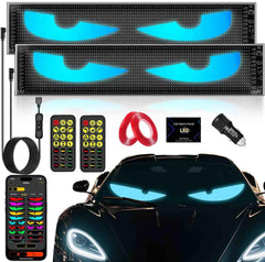 EJ's SUPER CAR front view showing dual 23x5" panels and bold eye design benefit visibility