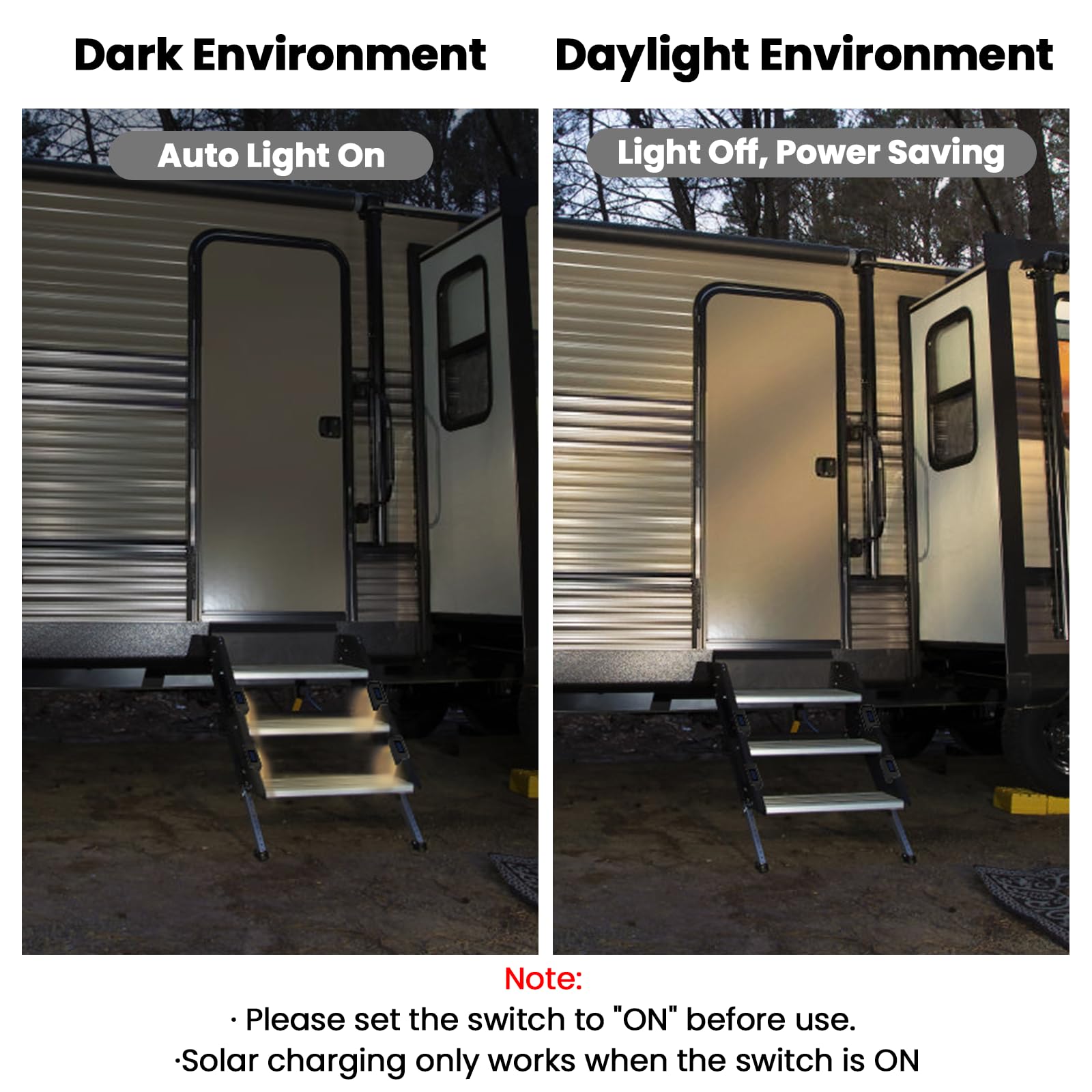 EJYTRVT lit at a campsite night creating safe ambient lighting