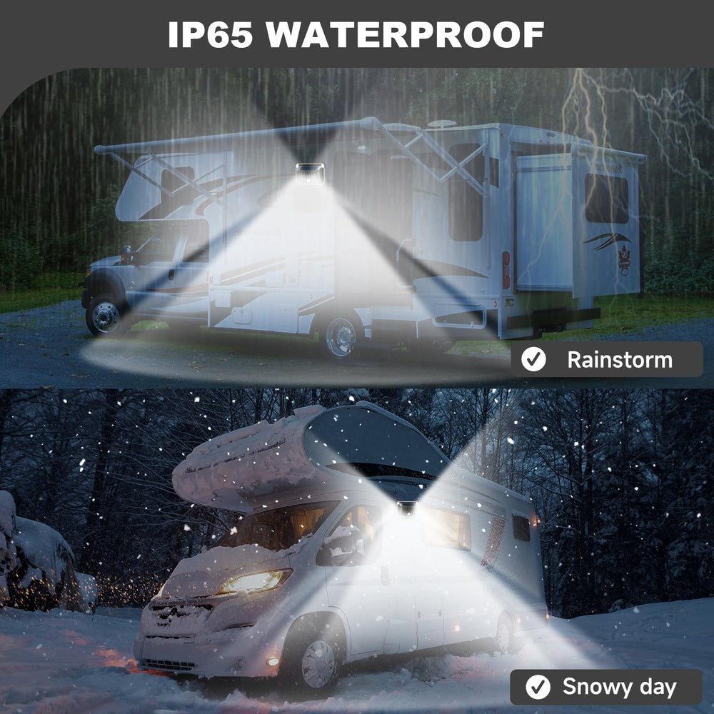 EJYTRVT installed on an RV porch step demonstrating safer nighttime access and visibility