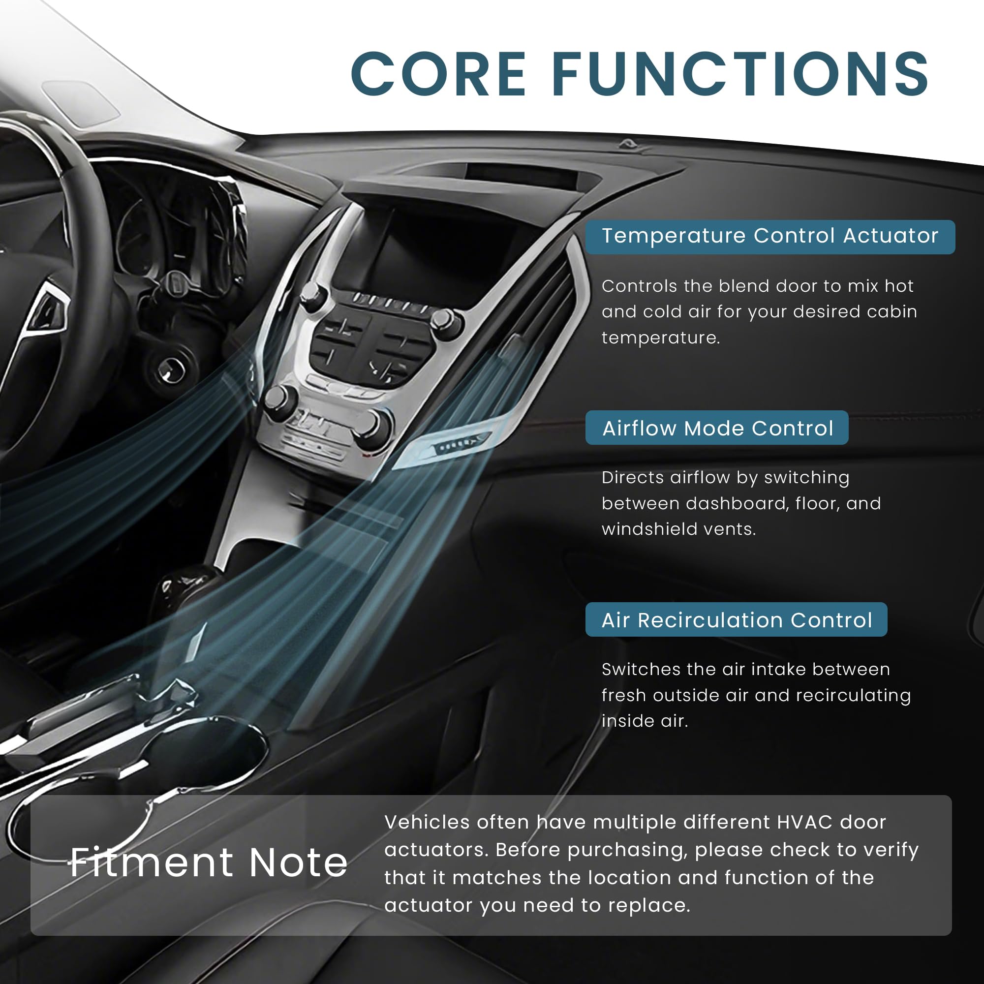 EKLN actuator installed driver side demonstrating restored vent temperature control