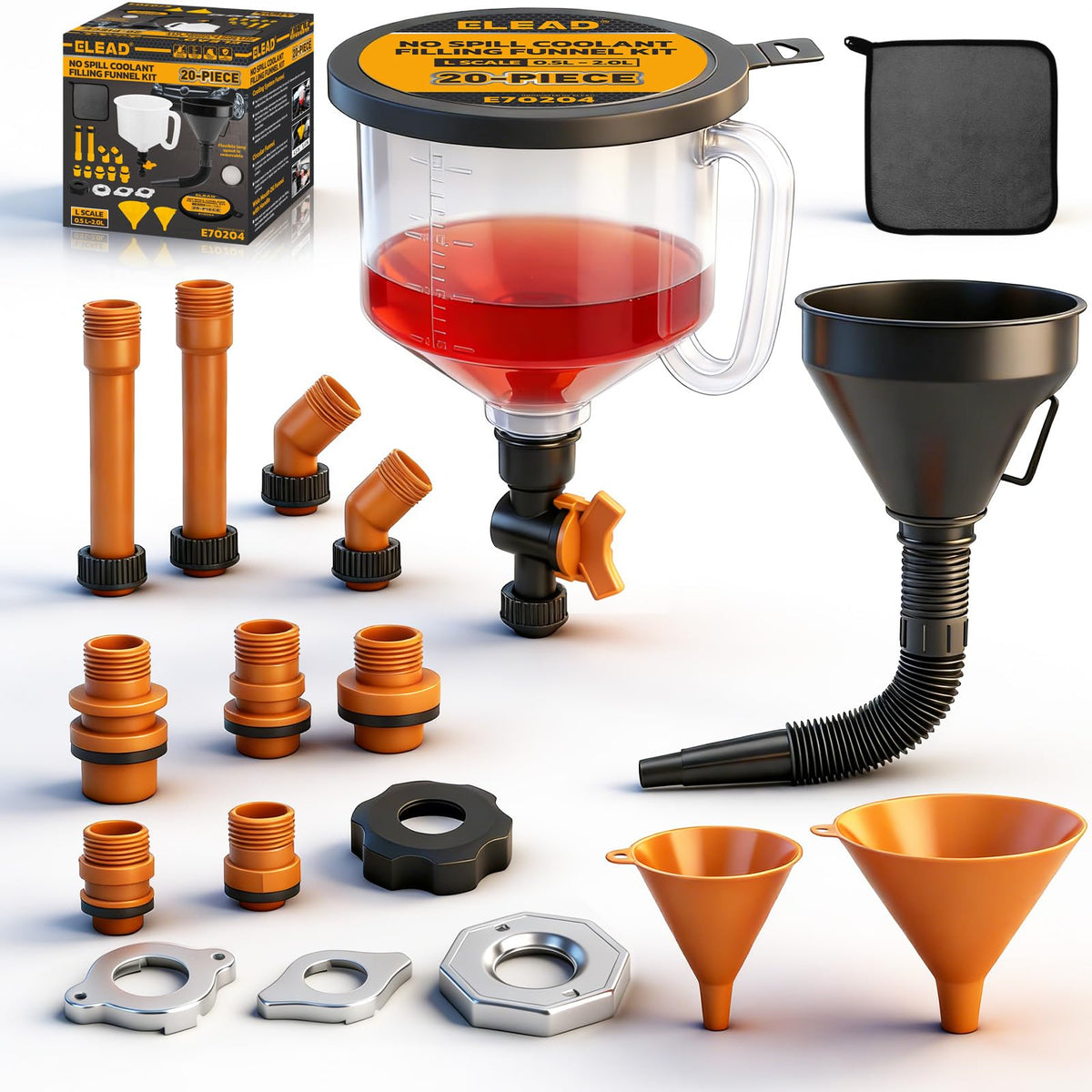 ELEAD front packaging showing full 20-piece funnel kit benefits