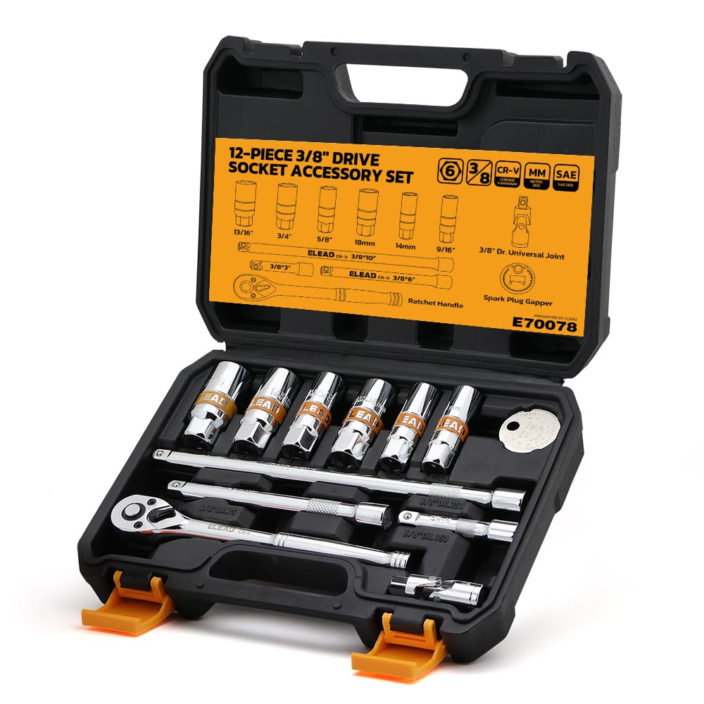 ELEAD front packaging showing full spark plug socket set and case for quick identification