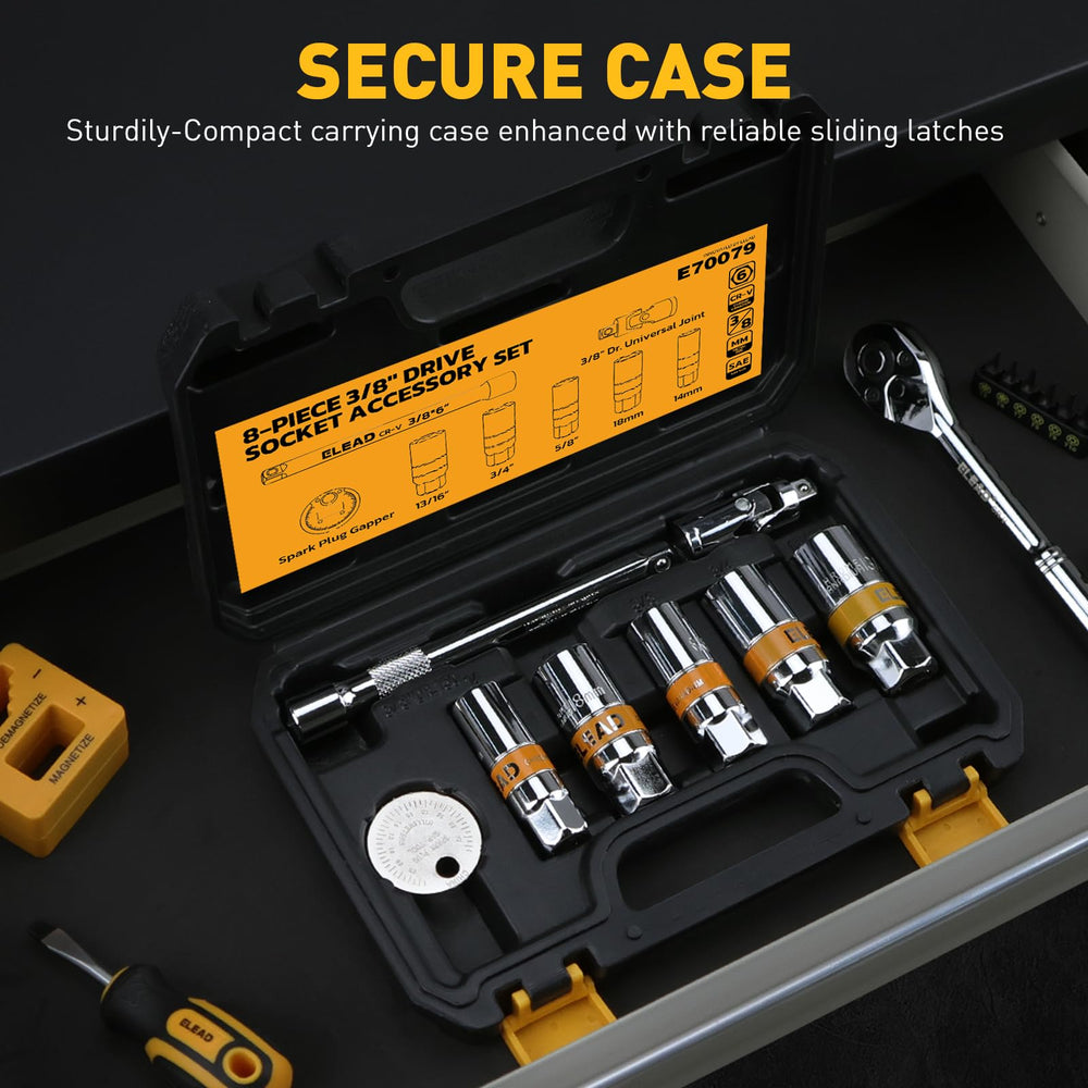 ELEAD organized storage case keeping sockets and tools neatly arranged for portability