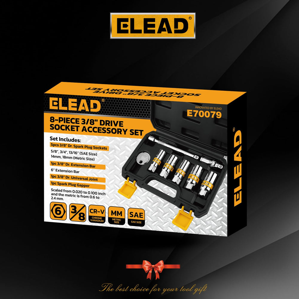 ELEAD close-up of sockets highlighting rubber holding rings to protect spark plugs