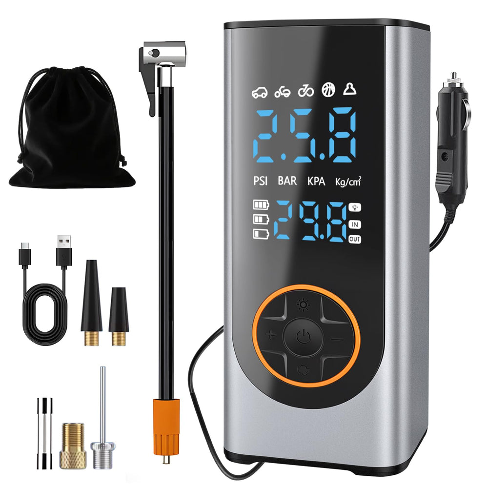 Eleanora front view of cordless inflator showing compact design and portability benefit