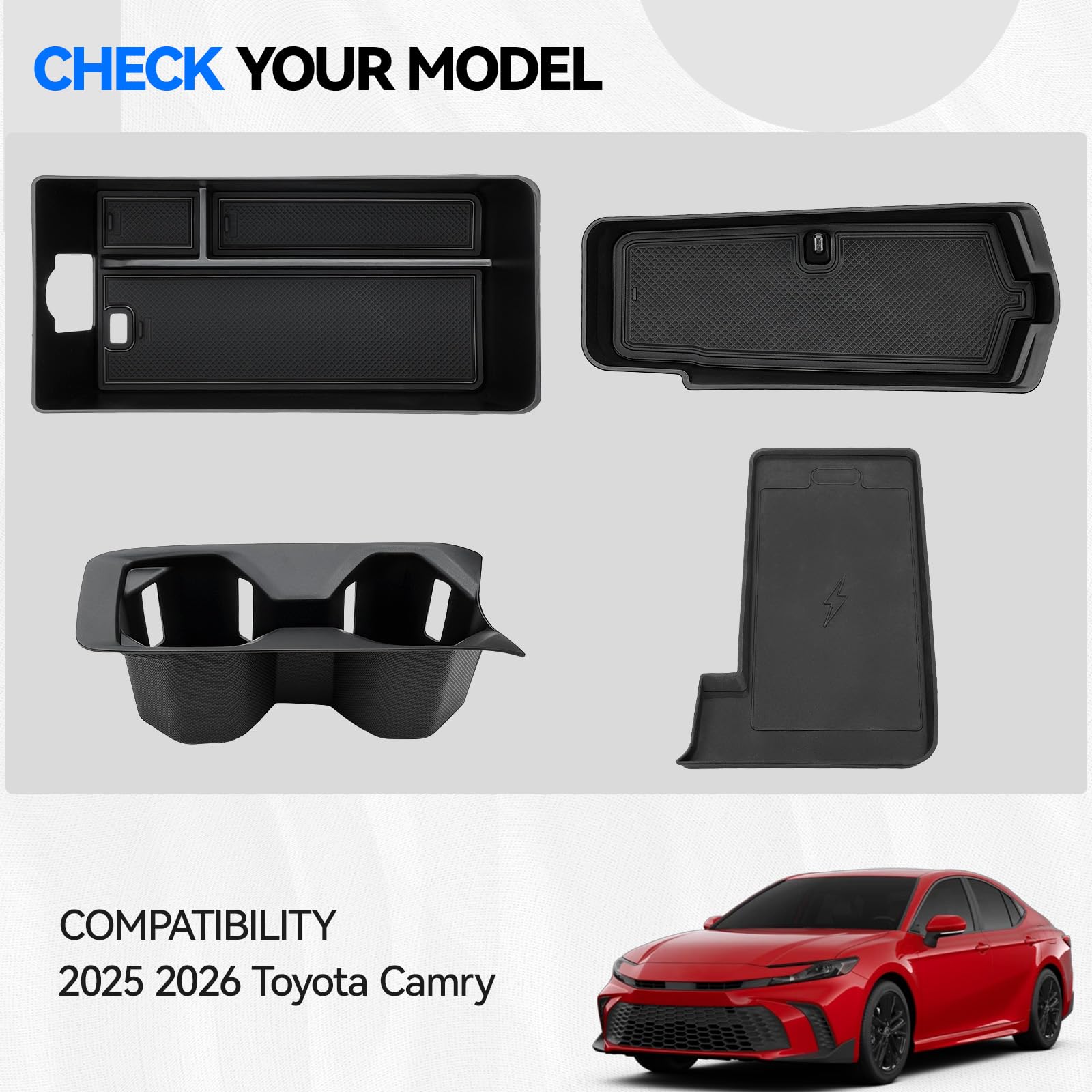 ELECFRESH armrest storage box installed in Camry for extra organization