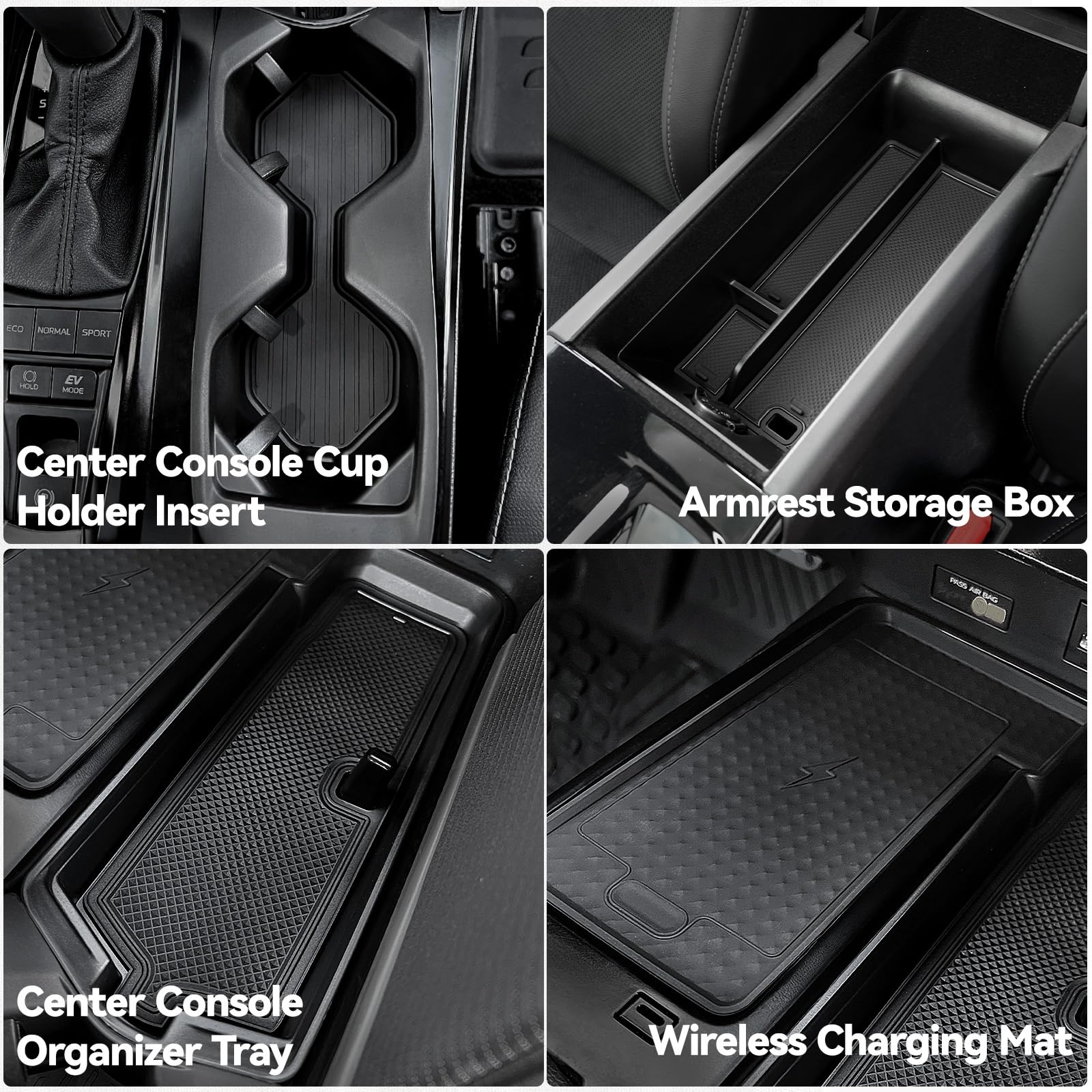 ELECFRESH hidden armrest box open revealing secure valuables storage