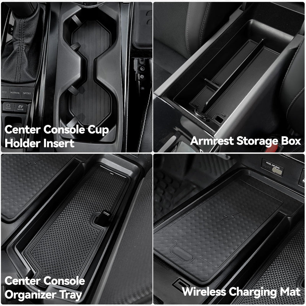 ELECFRESH hidden armrest box open revealing secure valuables storage