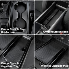 ELECFRESH hidden armrest box open revealing secure valuables storage