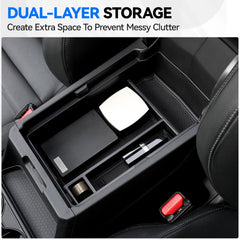 ELECFRESH hidden armrest compartment open showing extra space and convenience