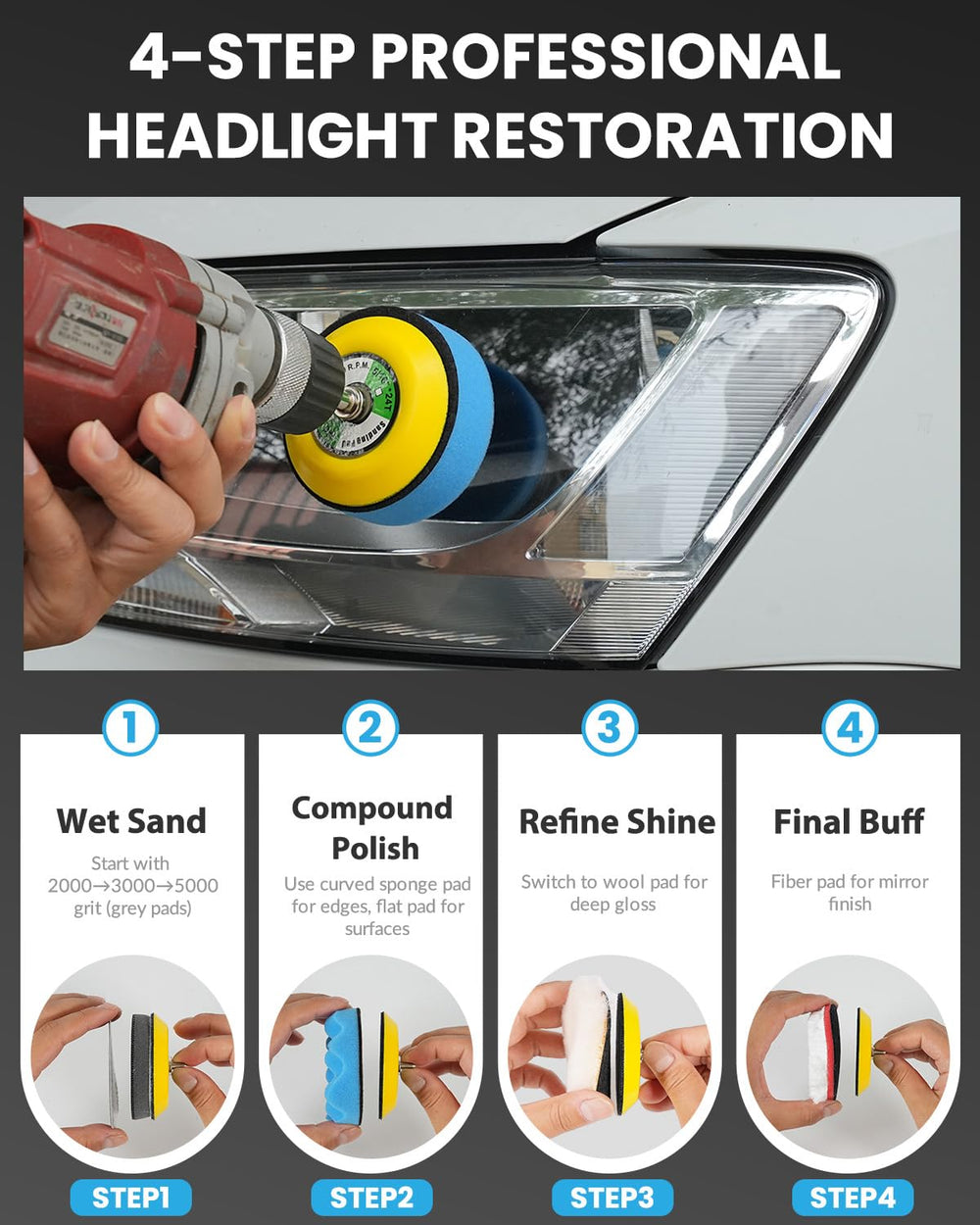 Elechiakan headlight restoration before and after showing improved clarity