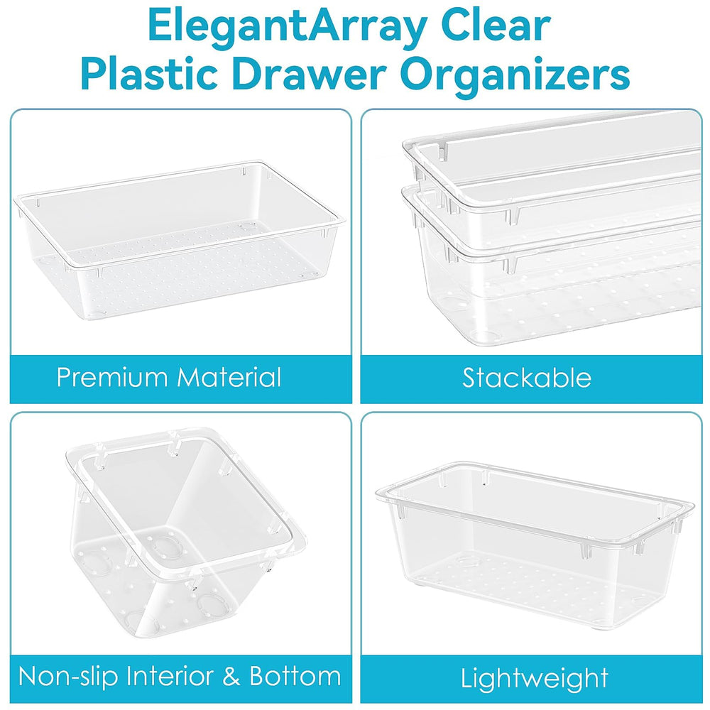 ElegantArray vanity setup using trays to separate makeup for quicker routines