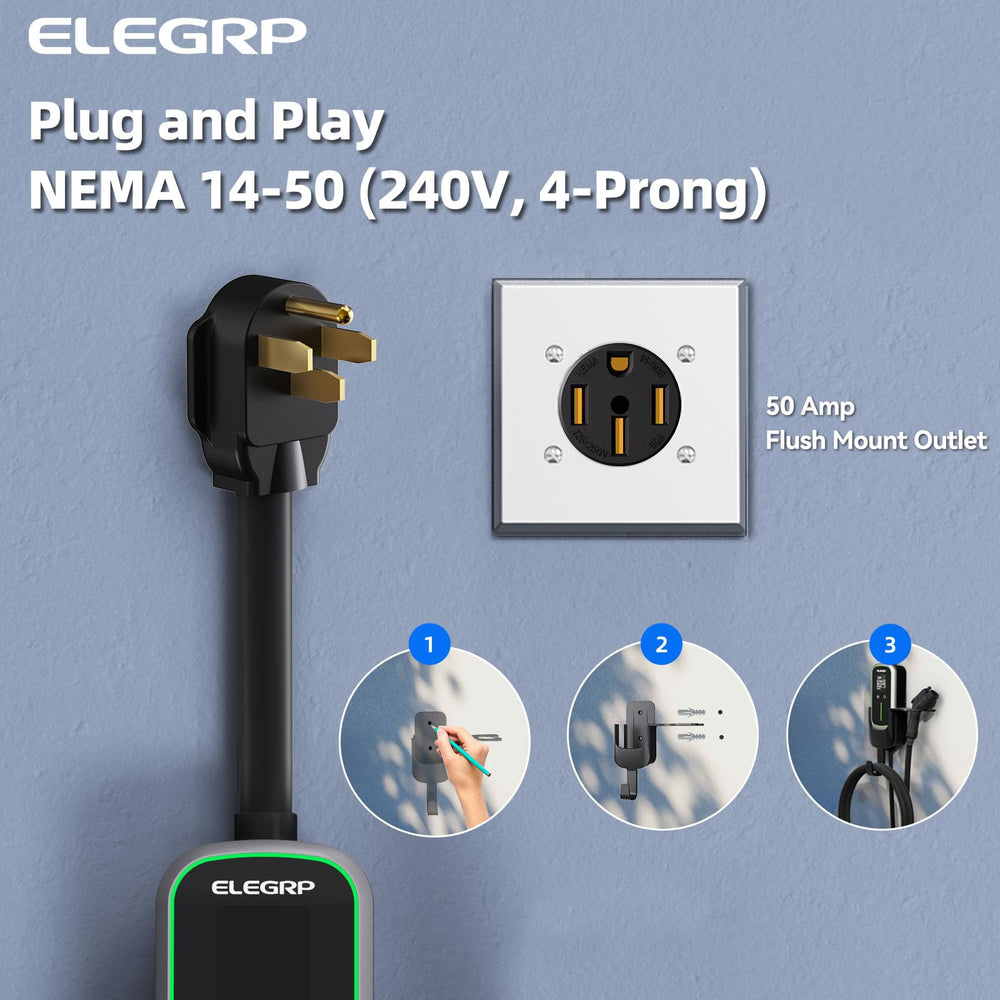 ELEGRP cable coil emphasizing 25FT reach for flexible parking