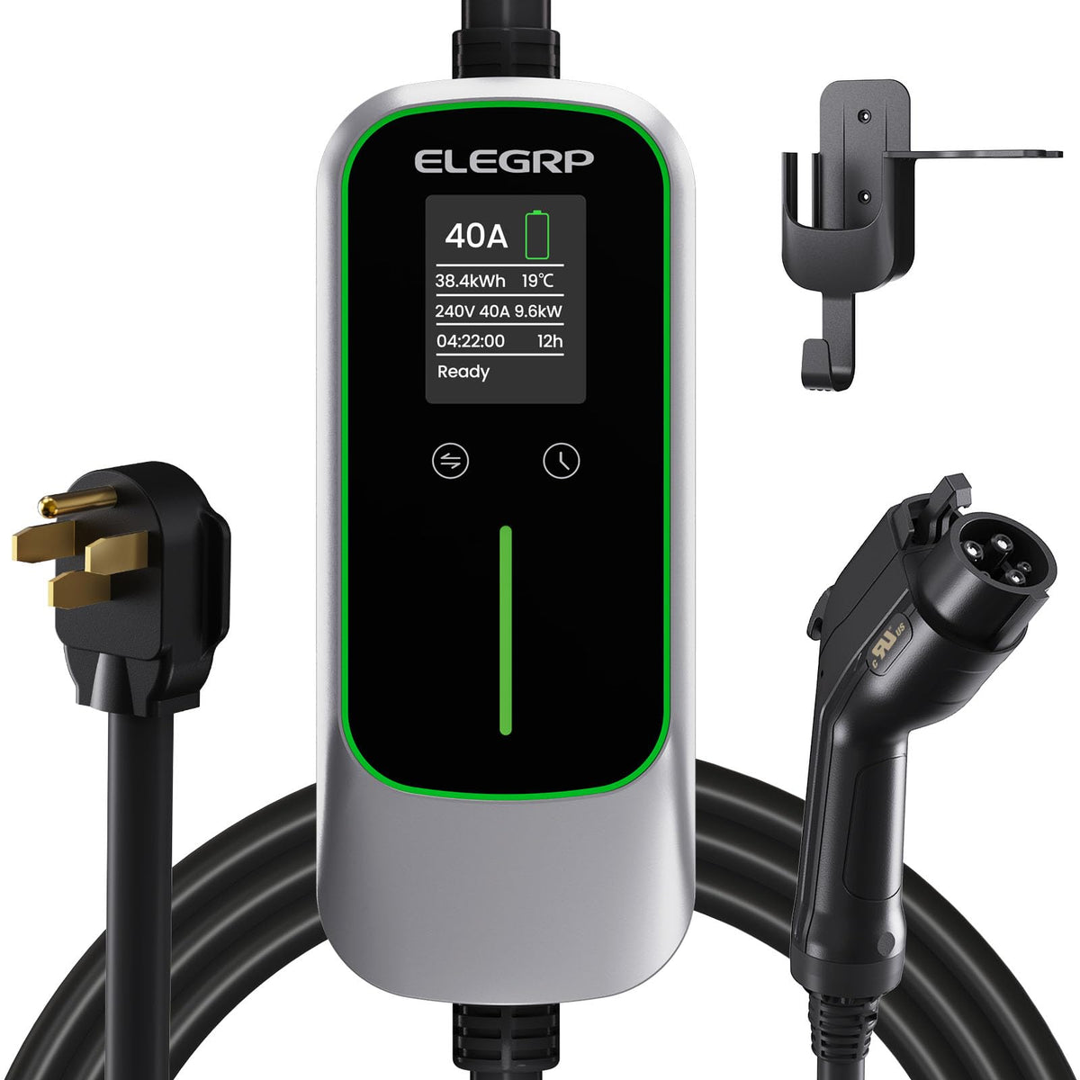 ELEGRP front view plugged in showing fast home charging benefit