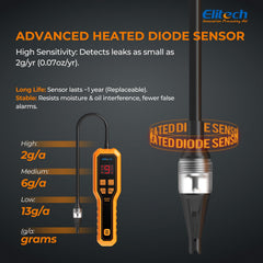 Elitech digital display and controls giving clear leak level readout