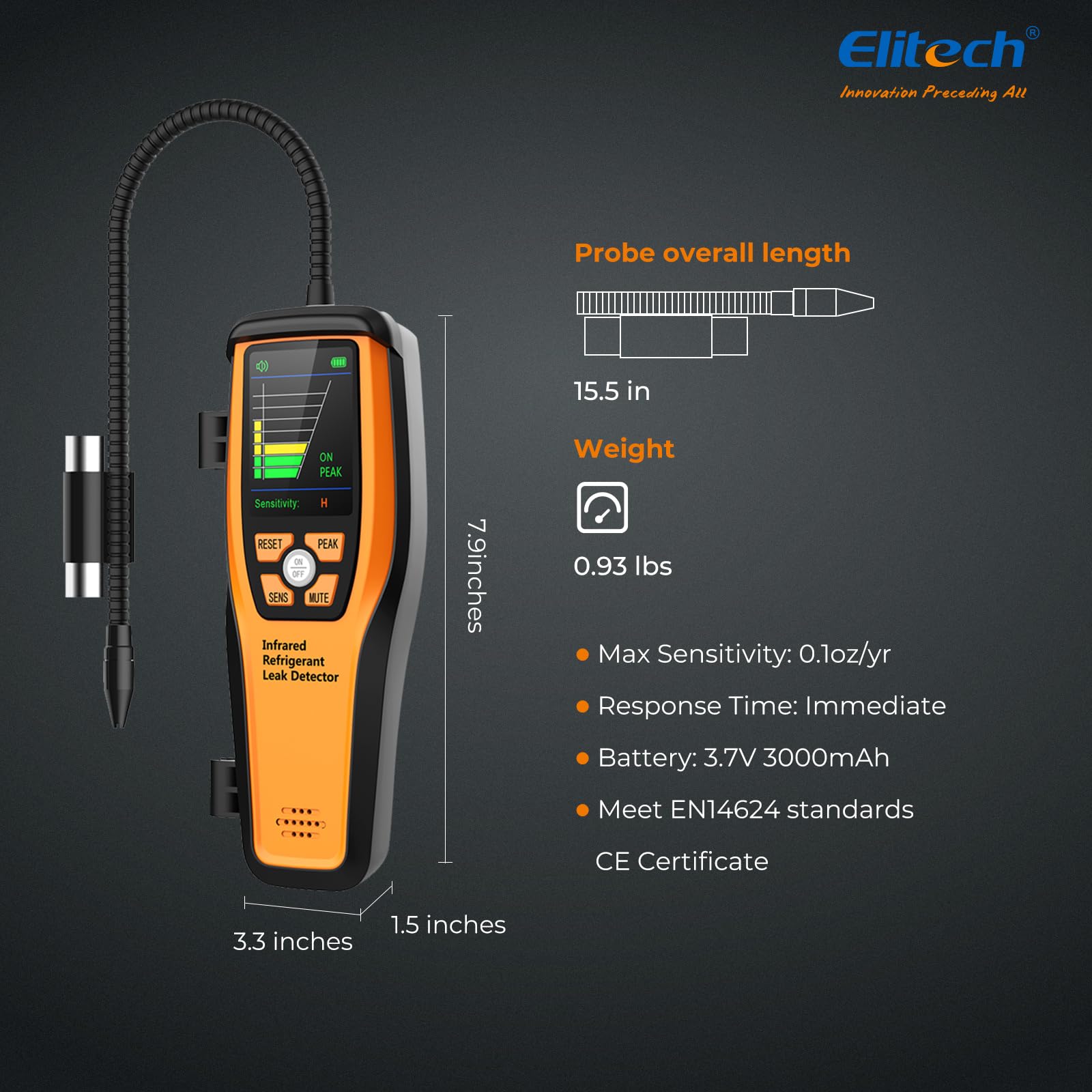 Elitech accessories with probe and cable highlighting versatile setup benefit
