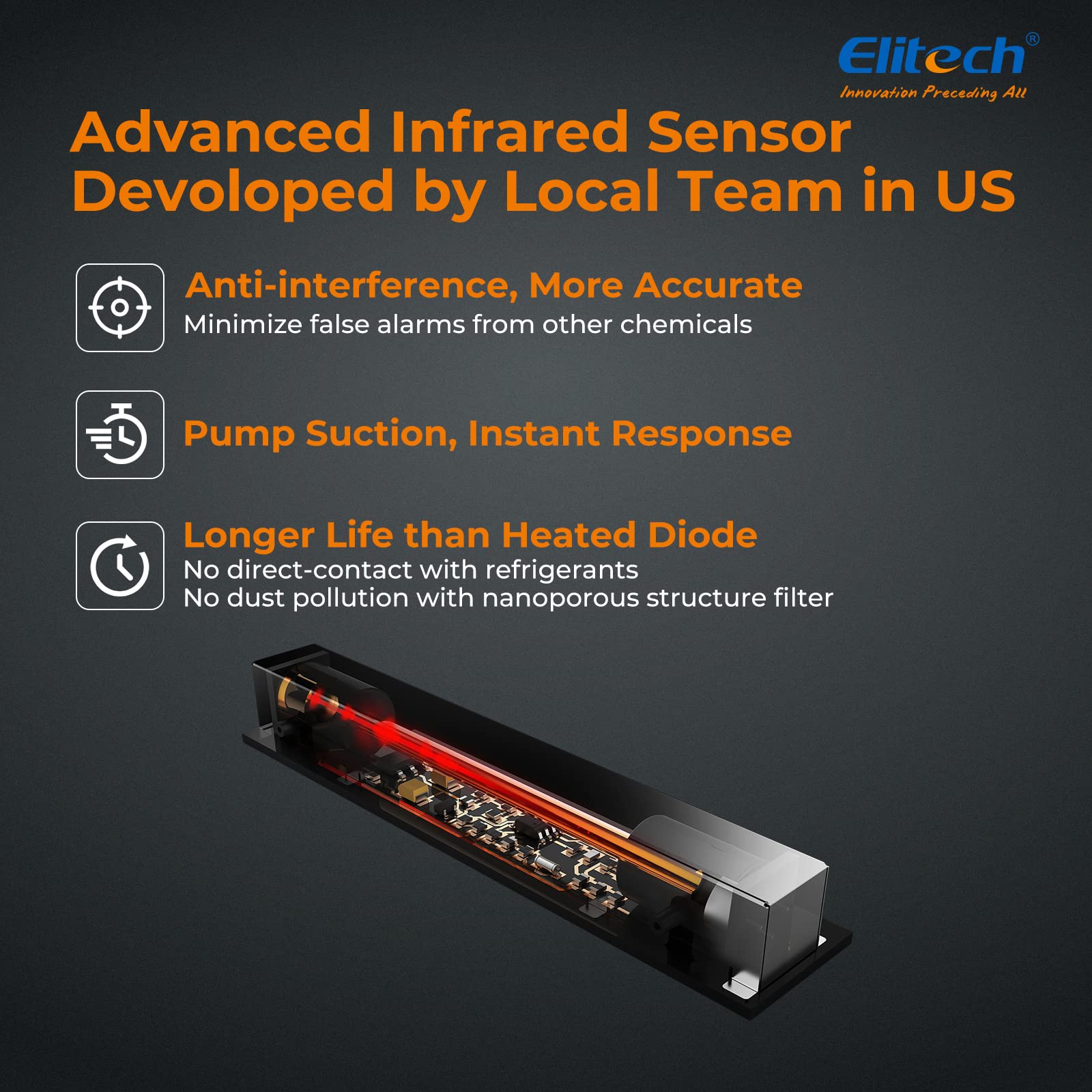 Elitech display peak reading indicating leak direction for faster pinpointing