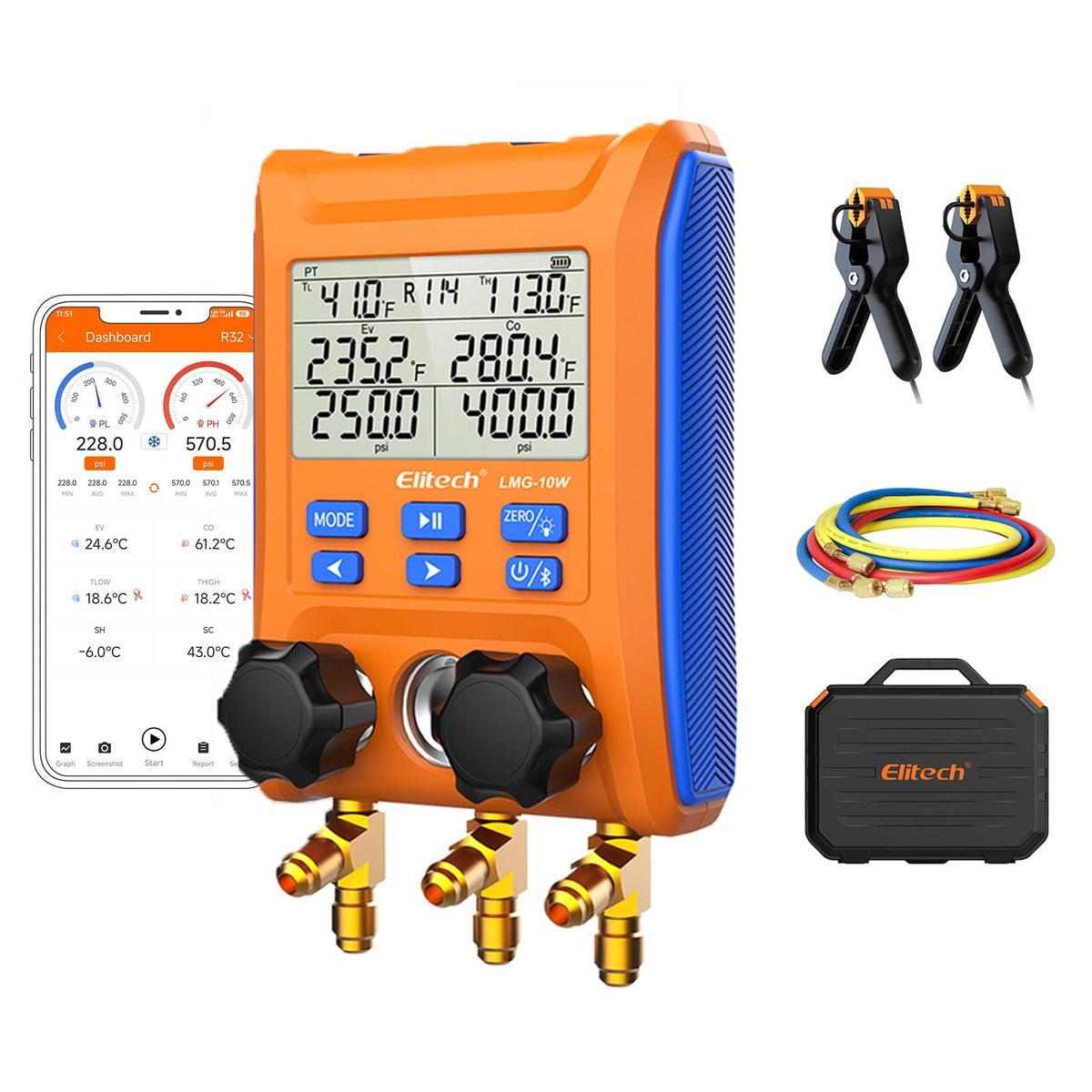 Elitech LMG-10W front view showing controls for fast readings