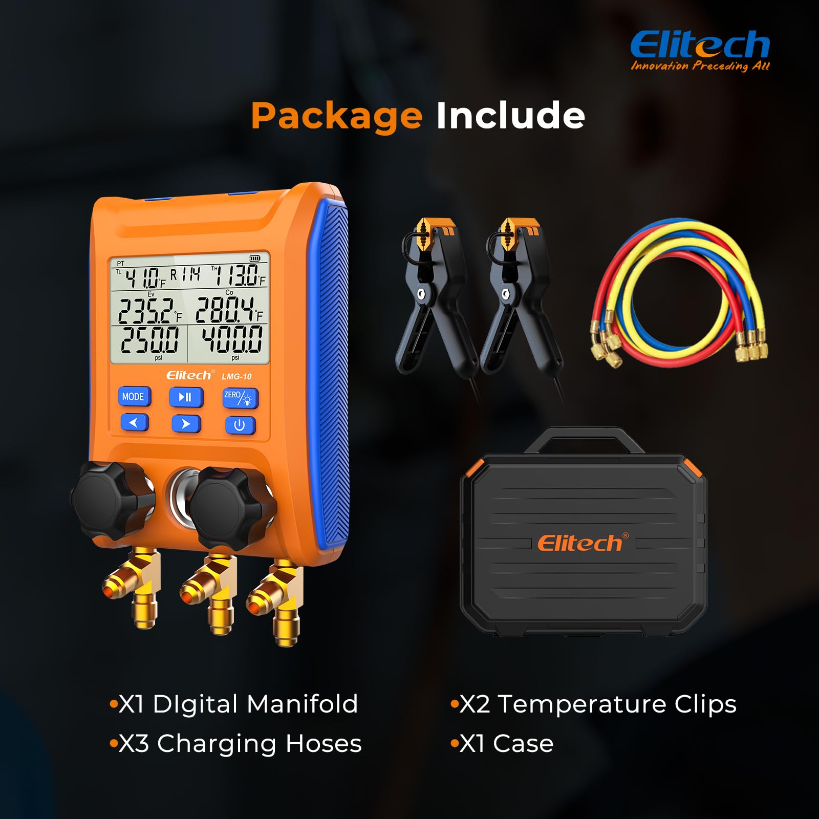 Elitech LMG-10W packaging with manual and included accessories