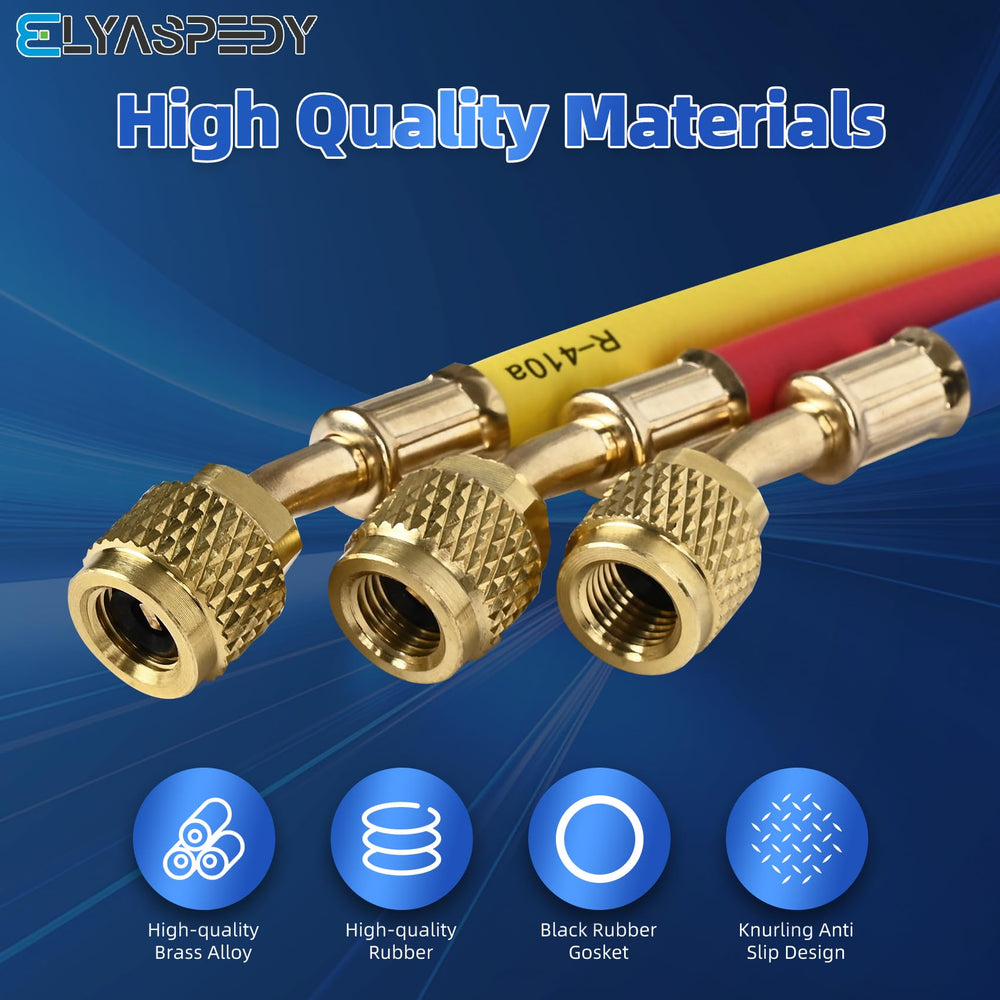 Elyaspedy hose connected to car AC showing efficient field service use