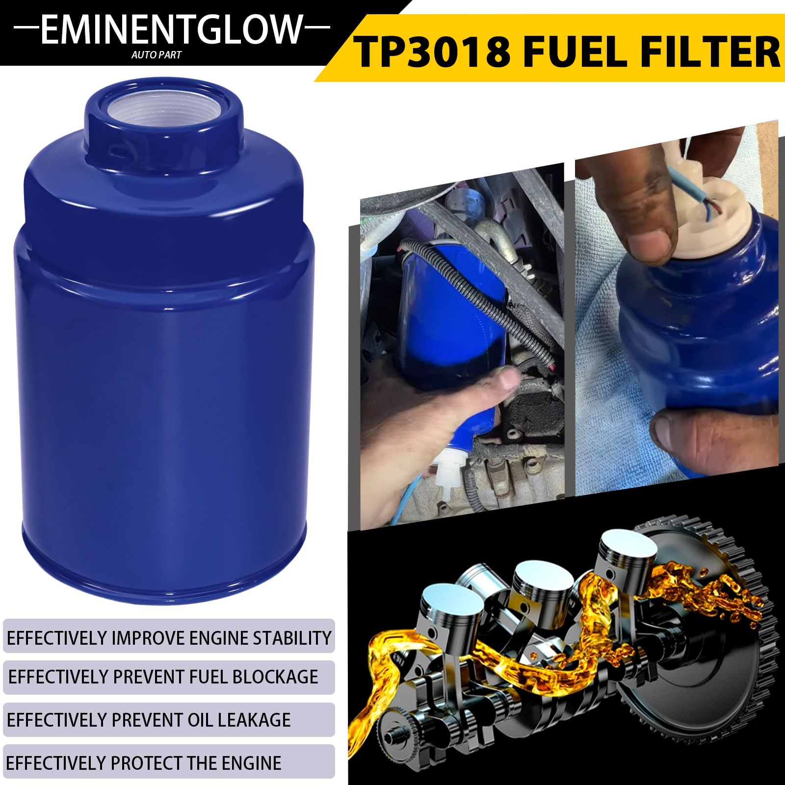 EMINENTGLOW TP3018 top label closeup with model references for easy identification