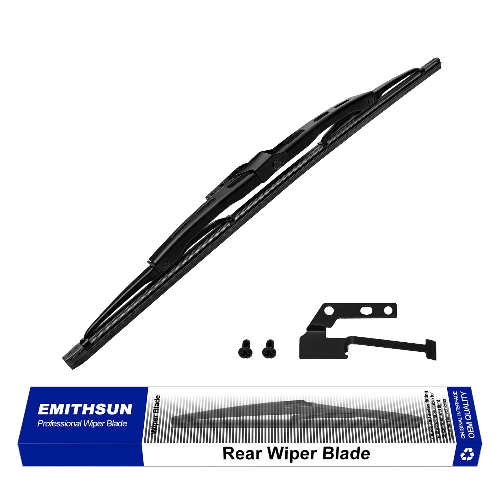 EMITHSUN 13 inch rear wiper front packaging showing product and fit benefits
