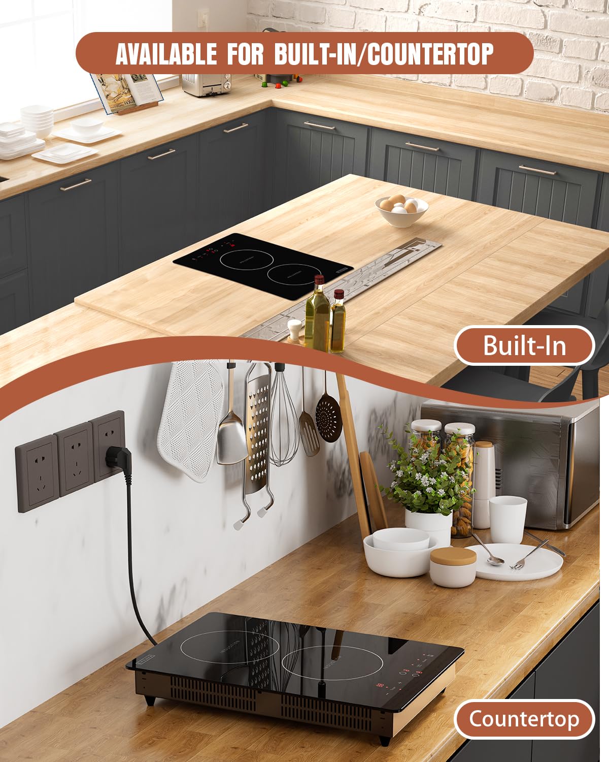Empava induction cooktop in use with boiling pot demonstrating fast heating
