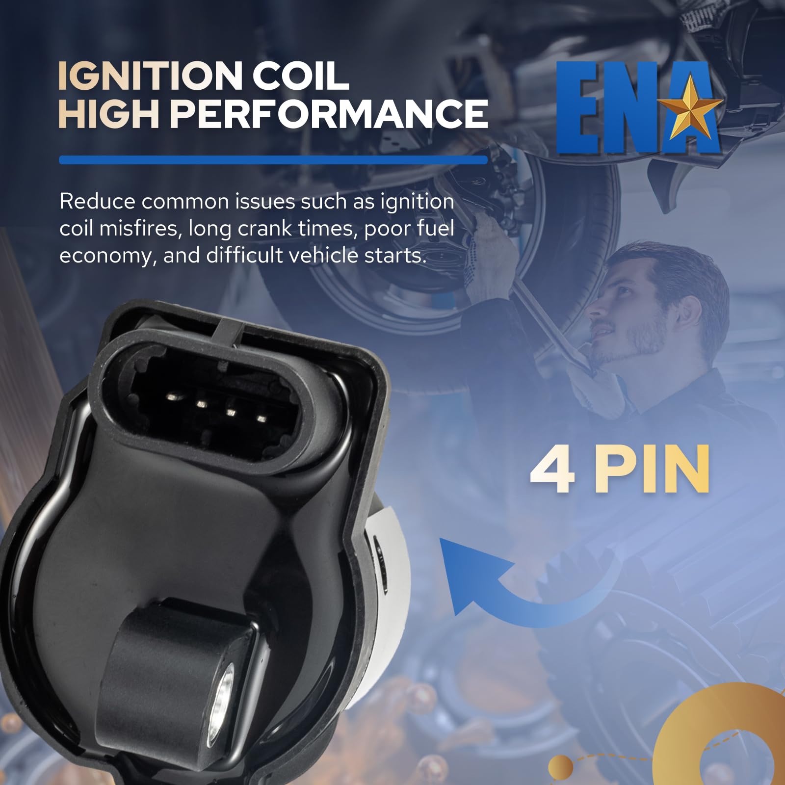 ENA coil pack label and part numbers aiding correct cross-reference identification