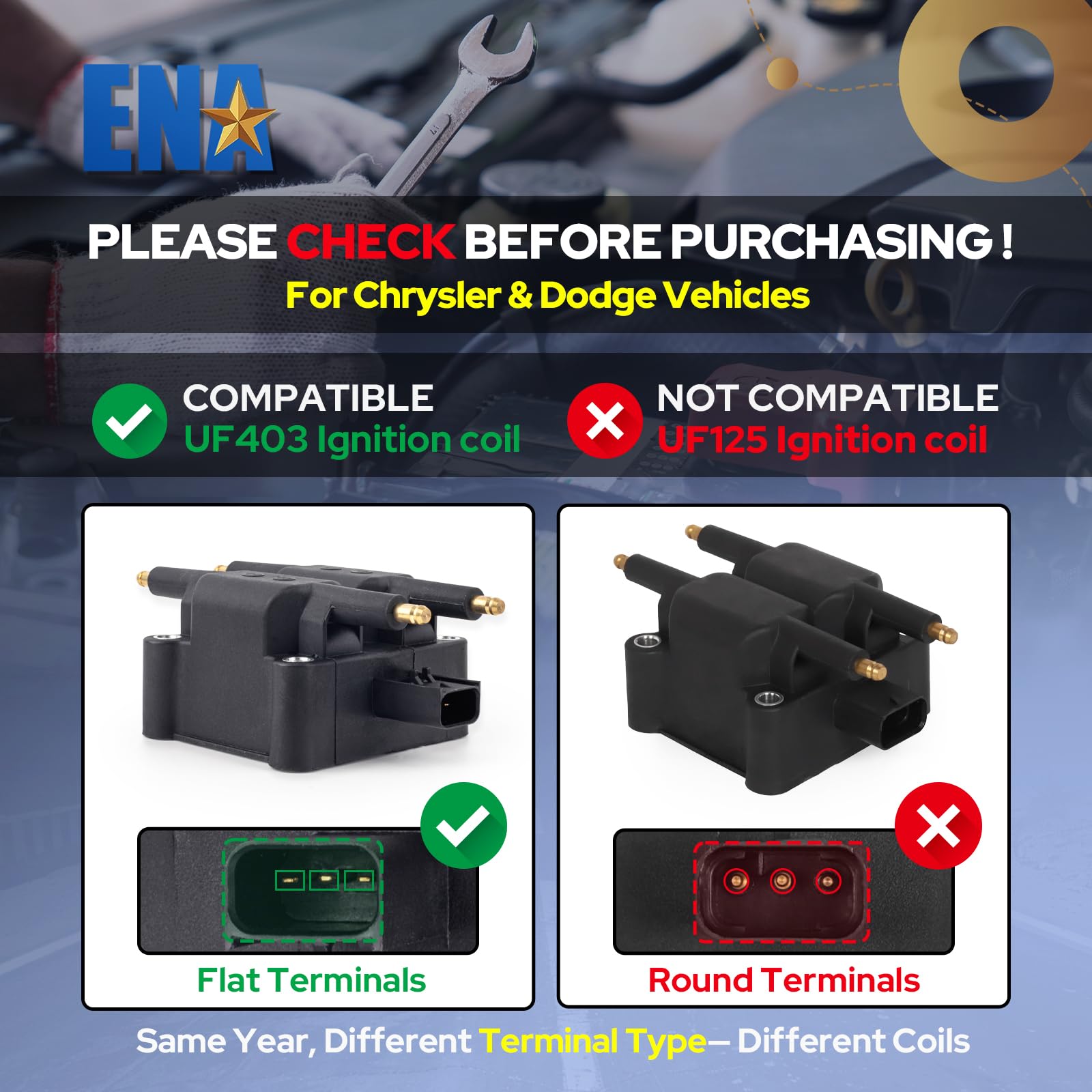 ENA side profile of coil pack illustrating compact design for easy replacement