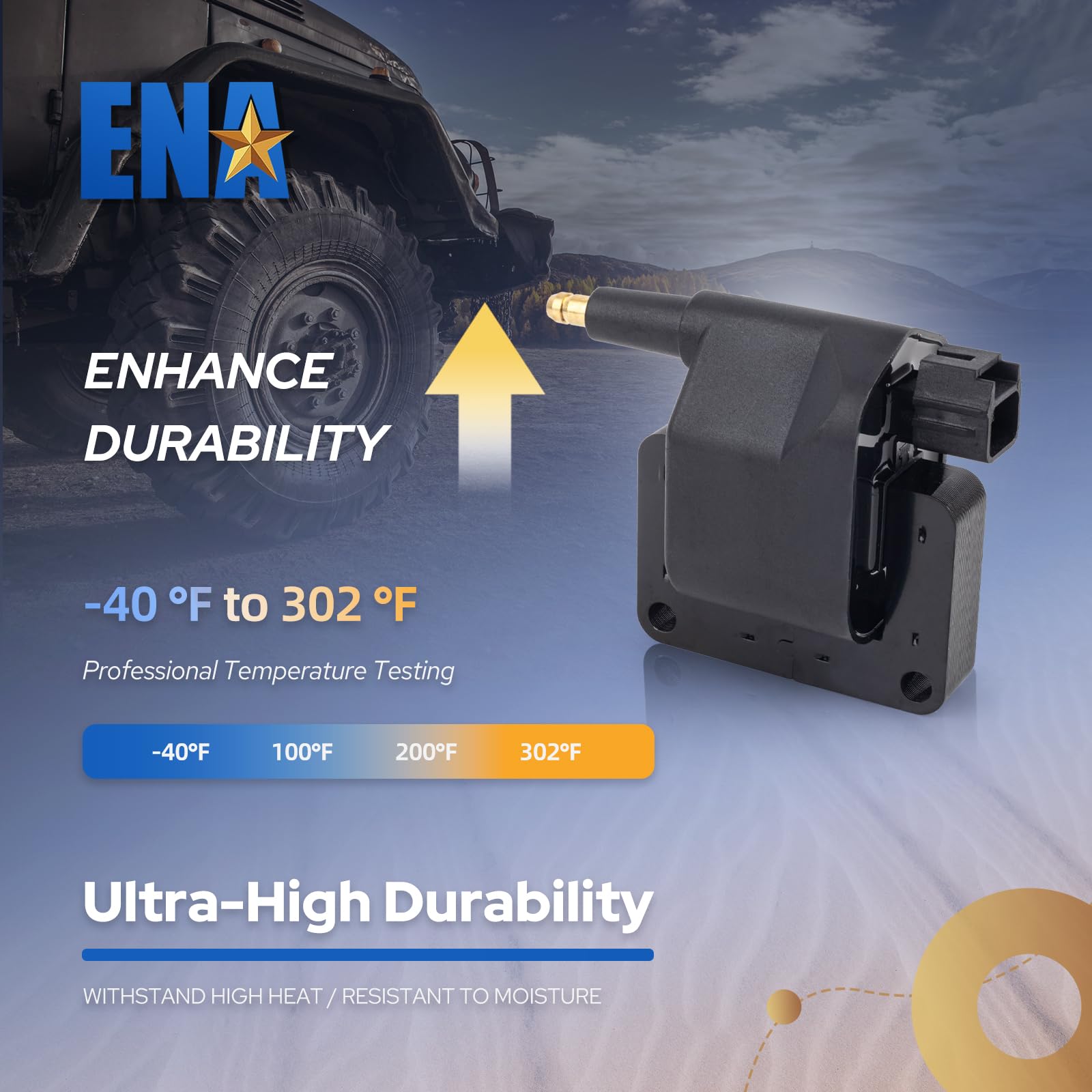 ENA coil pack terminal ends closeup showing solid contacts for consistent spark
