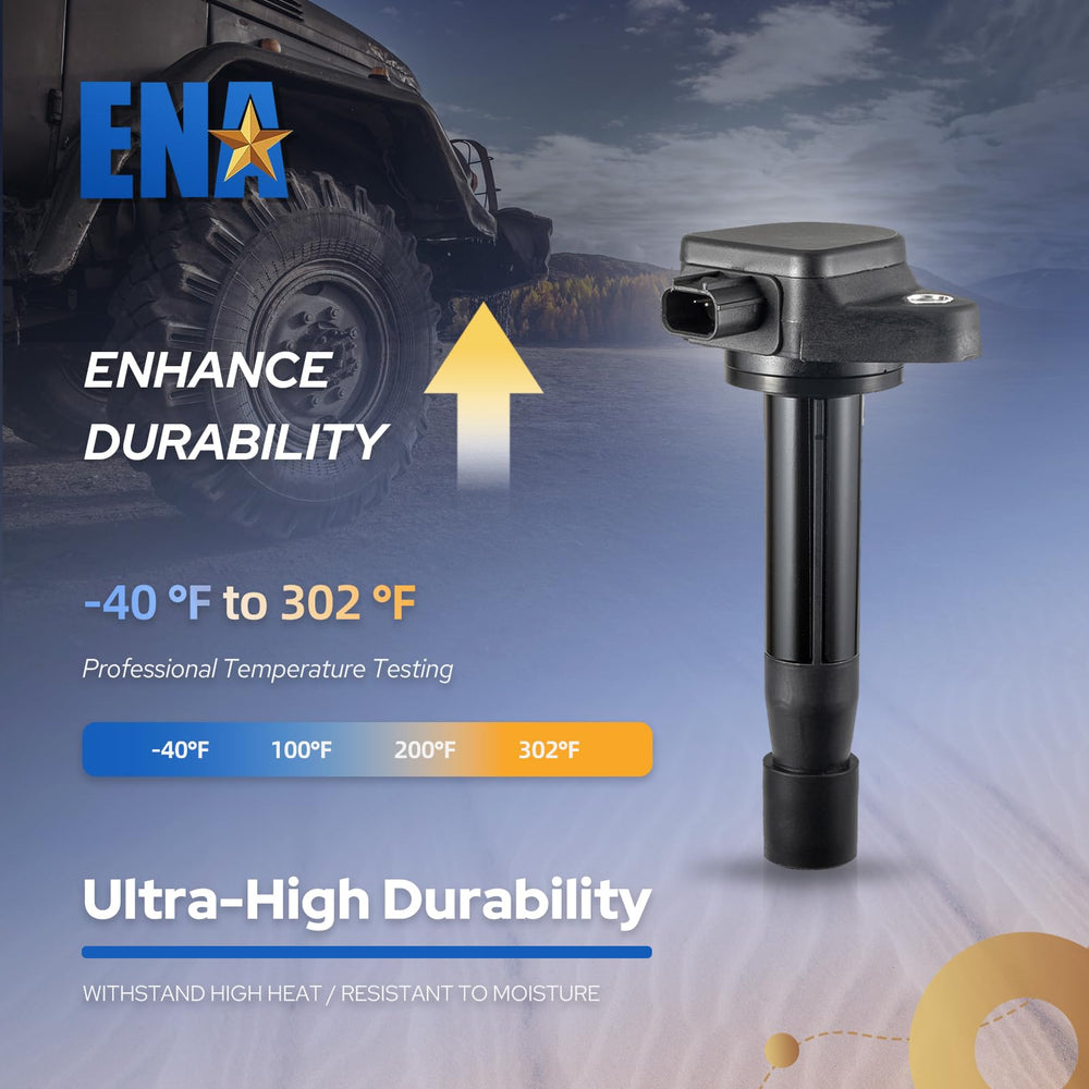ENA coil spark plug end detail, precise seal for consistent contact