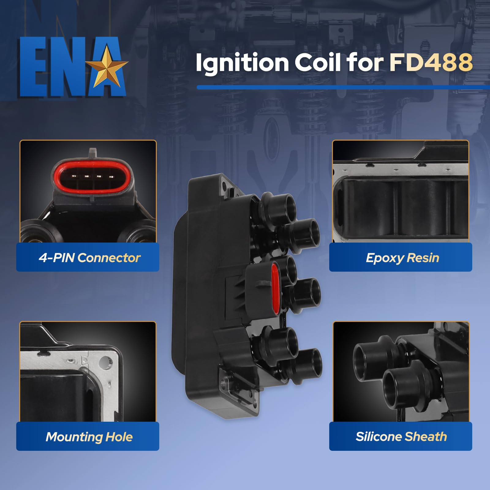 ENA coil pack side profile demonstrating durable construction for long service life
