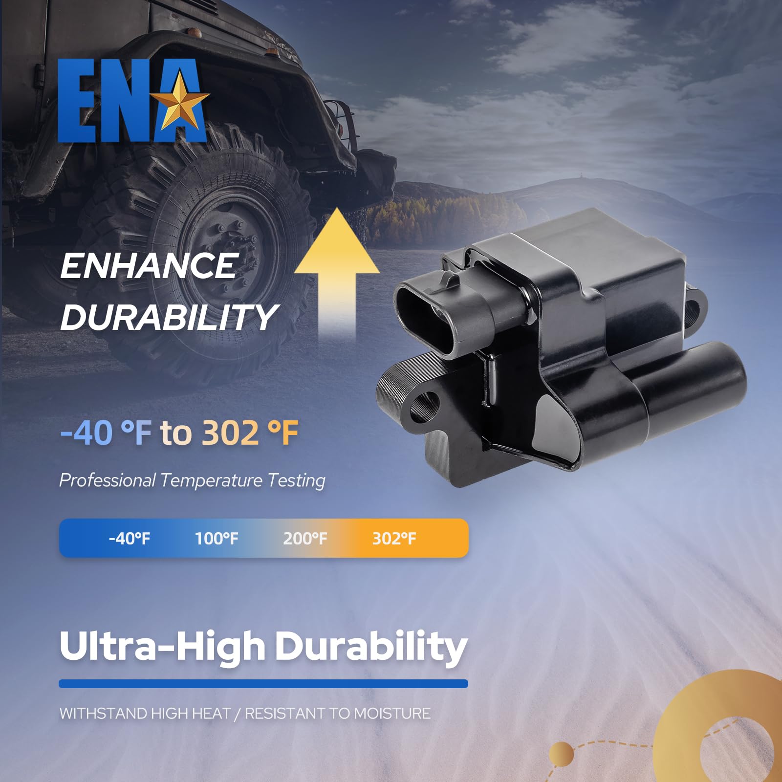 ENA coils installed in engine bay showing direct-fit replacement and neat routing