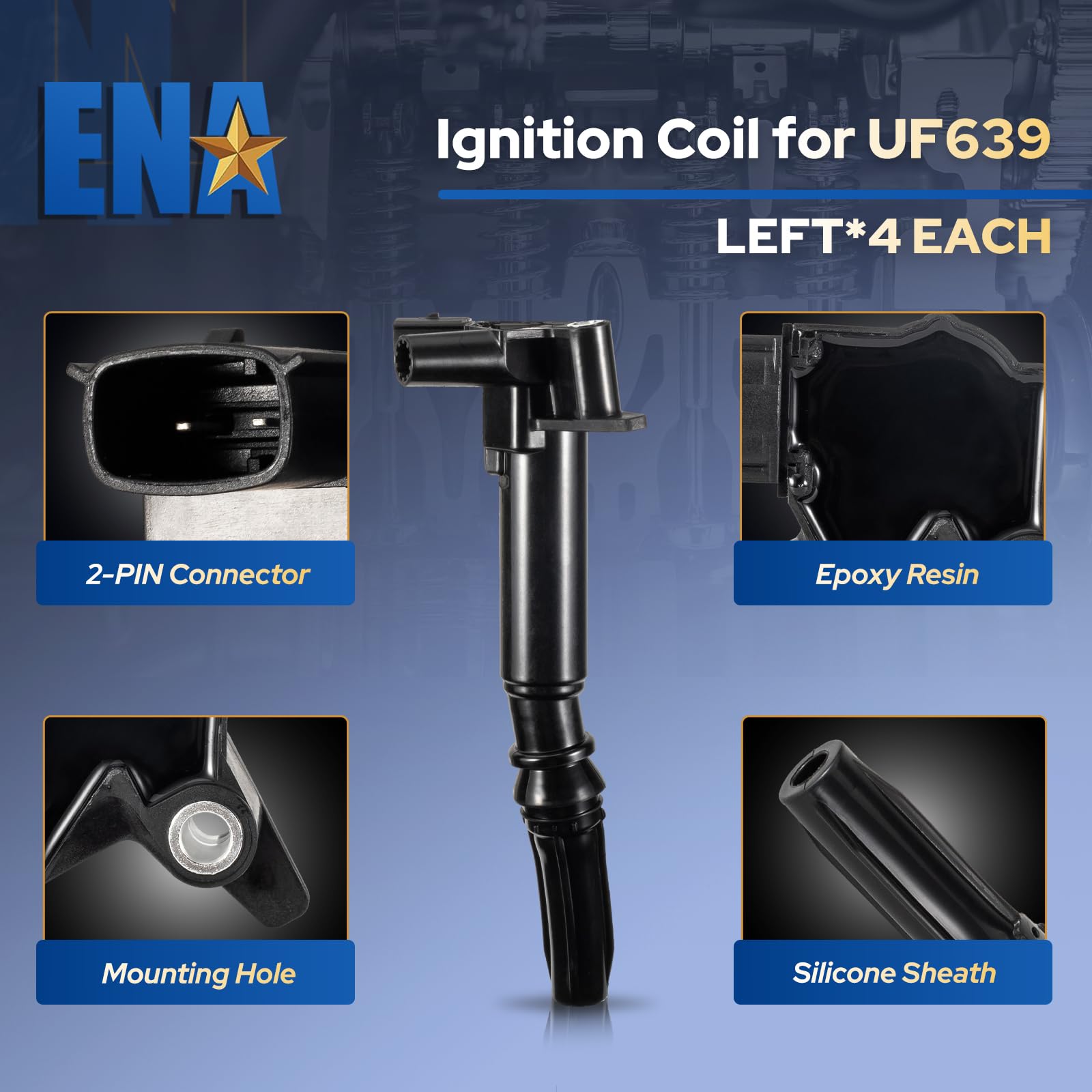 ENA ignition coil side labels showing part numbers for correct replacement benefit