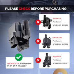 ENA ignition coil top label with part number and clear verification for correct match