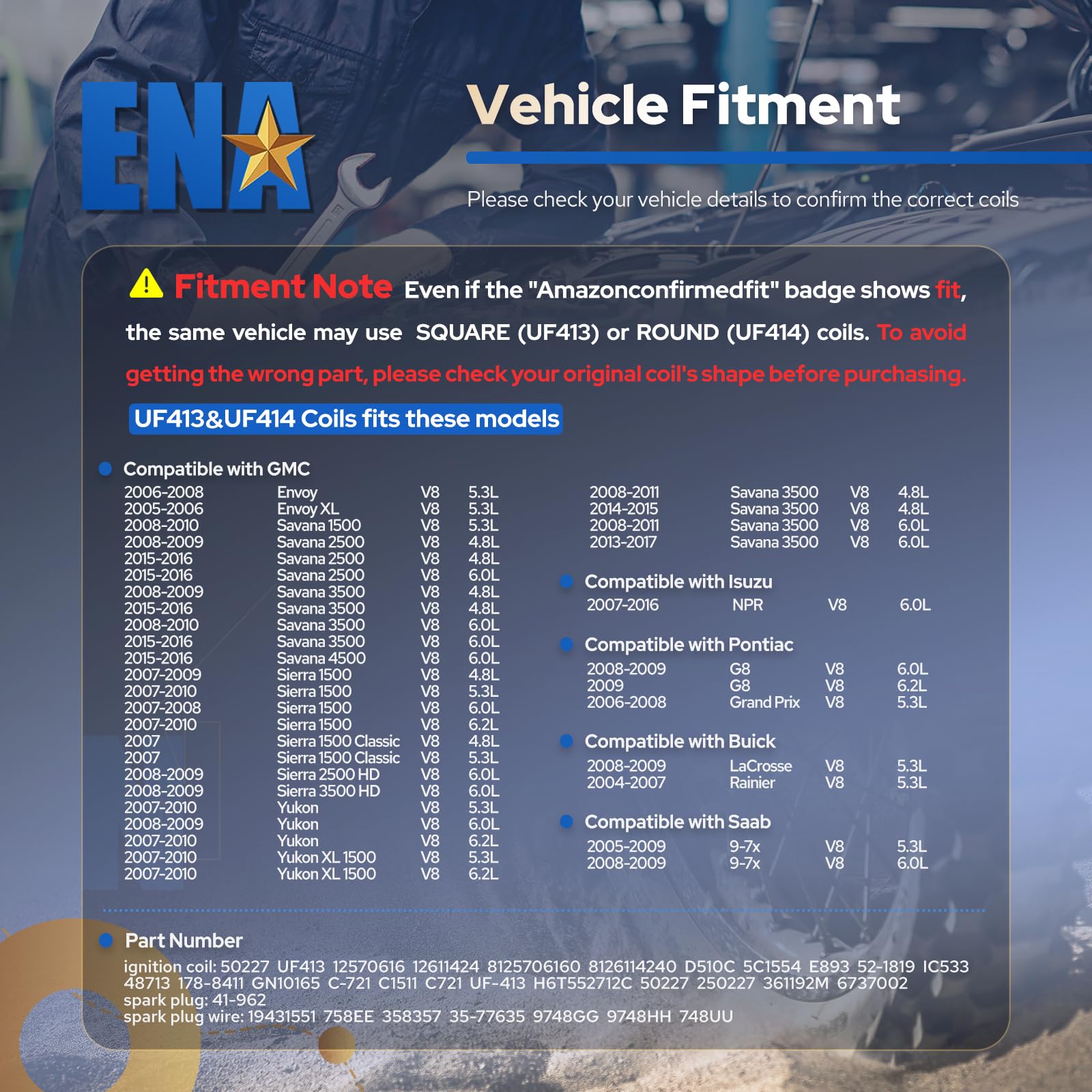 ENA red 48322R spark plug wire length view emphasizing heat resistance benefit