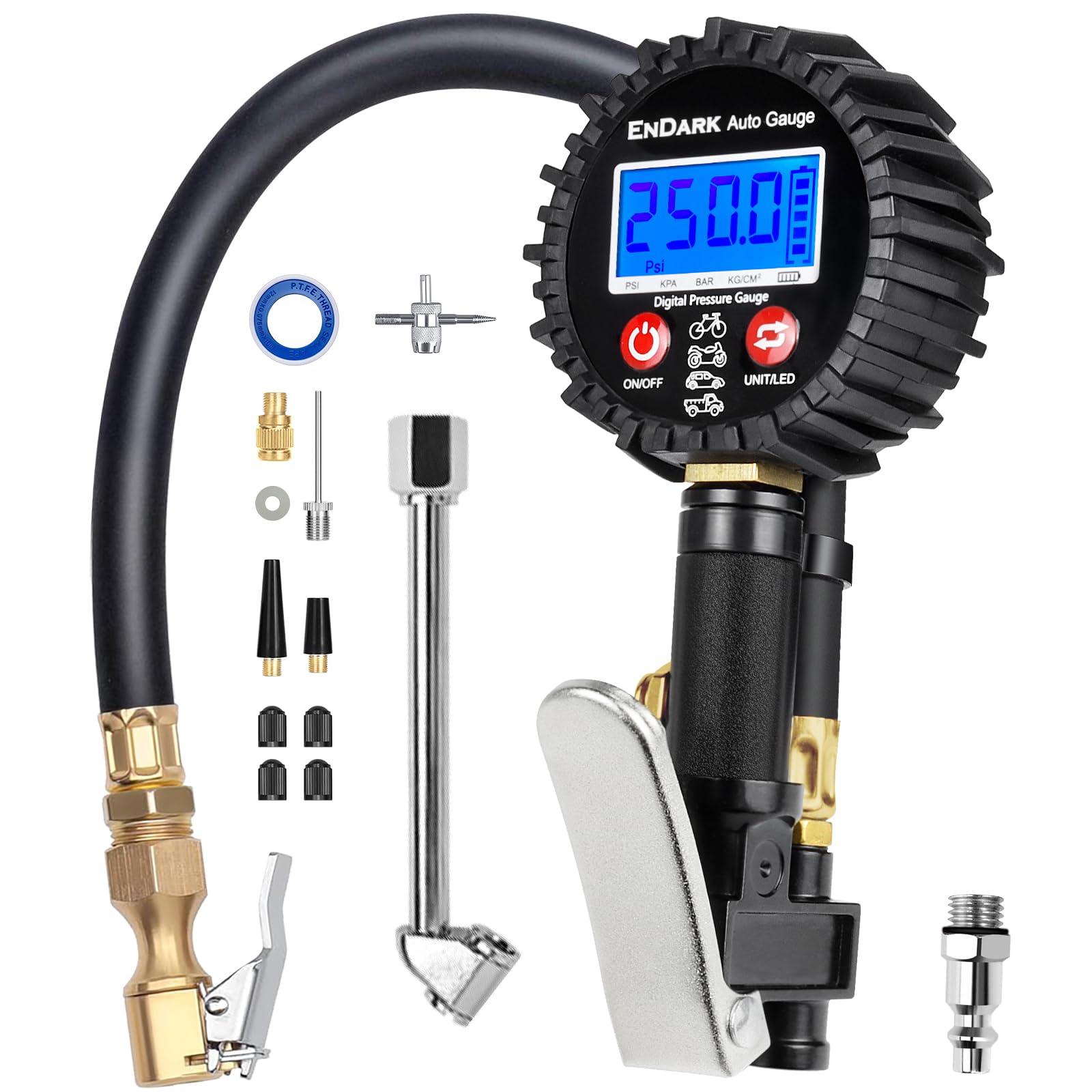 ENDARK inflator front view showing controls and robust build for quick operation