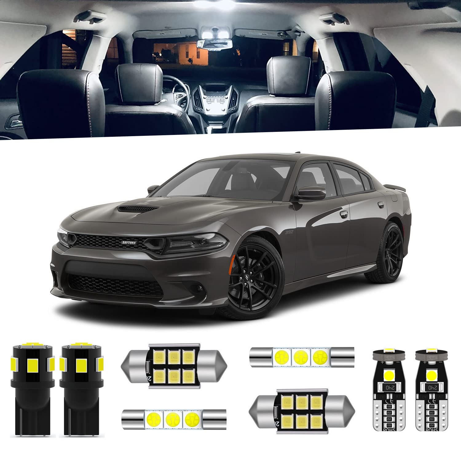ENDPAGE kit overview showing all 16 bulbs and tool for complete cabin upgrade