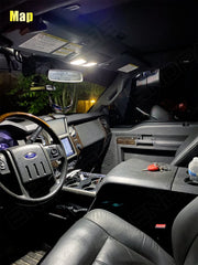 ENDPAGE installed dome light in F-150 interior providing even, glare-free cabin lighting