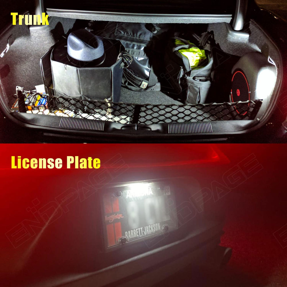 ENDPAGE bulbs next to a ruler showing size and full-kit layout for fitment