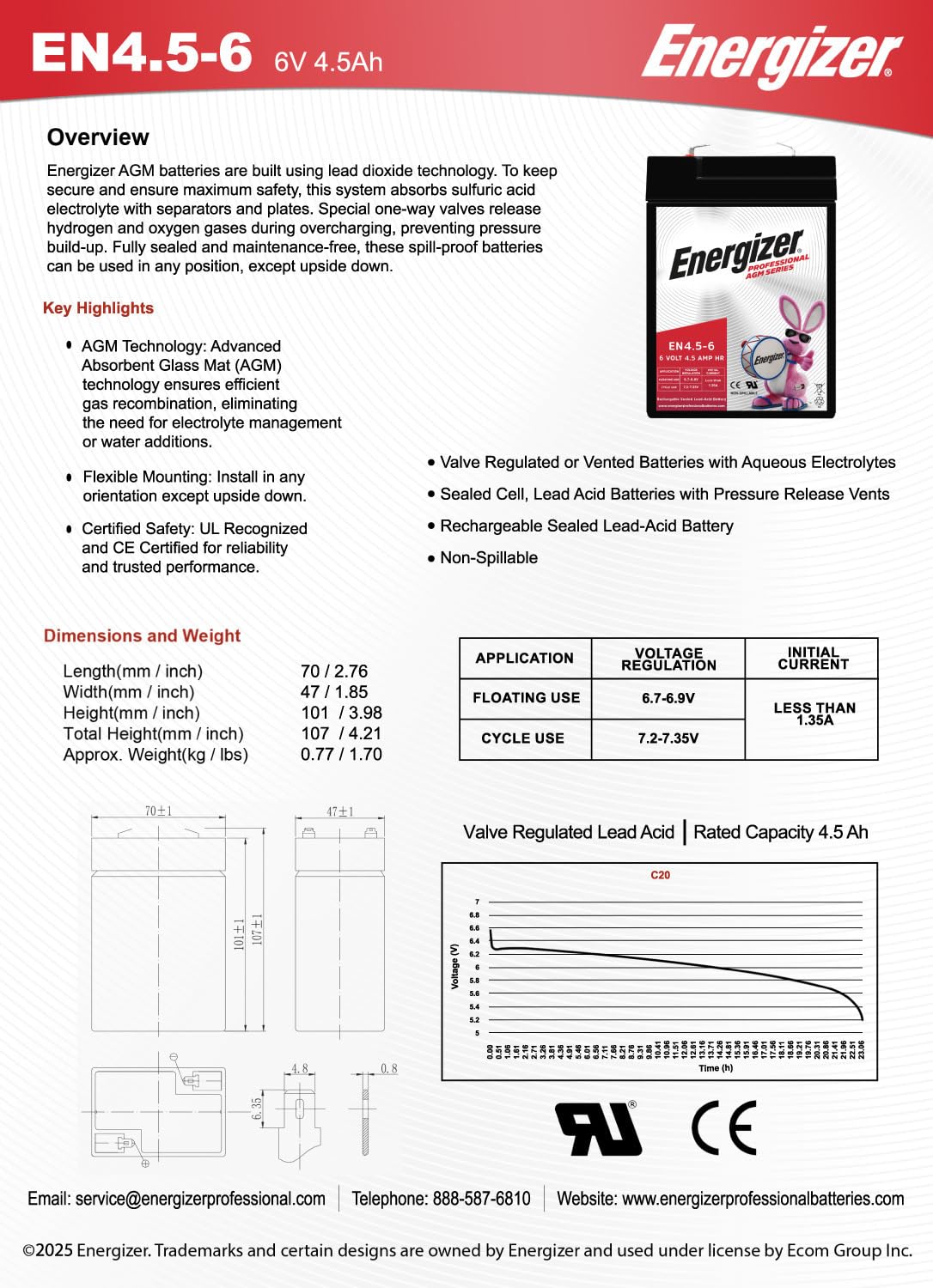 Energizer battery packaging and warranty sheet showing included documentation