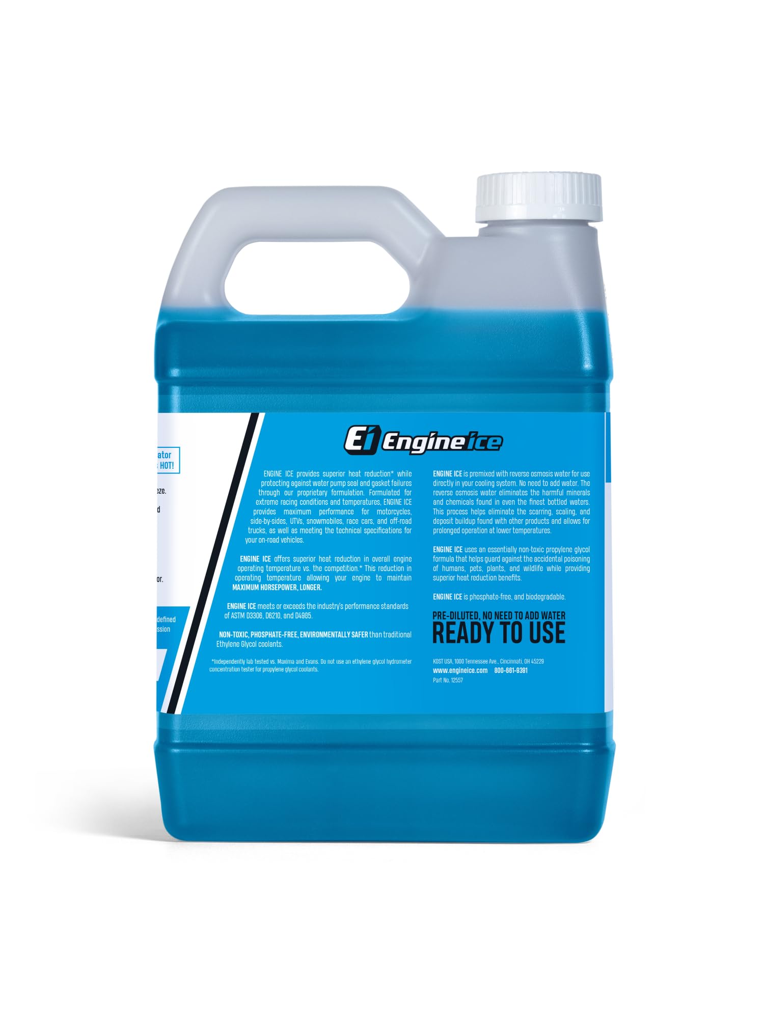 Close-up of Engine Ice blue coolant texture highlighting clear premix and thermal clarity
