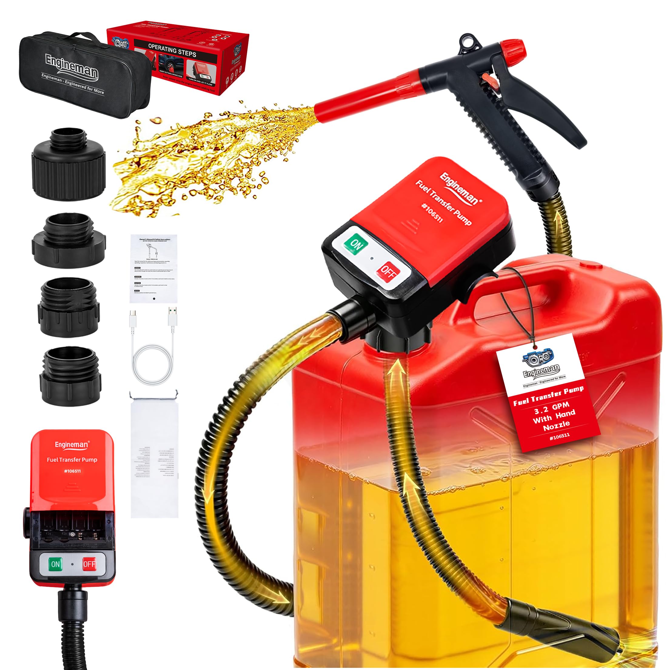ENGINEMAN pump kit front view showing compact design and portability