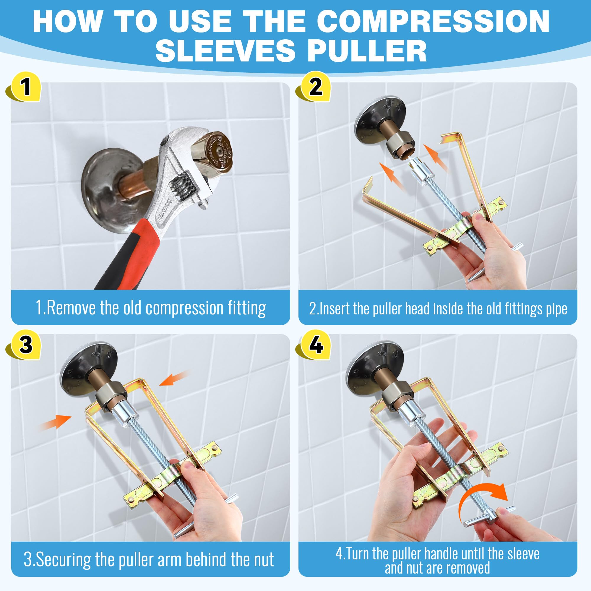 Enhon in-action removing a stuck faucet handle to protect valve stems