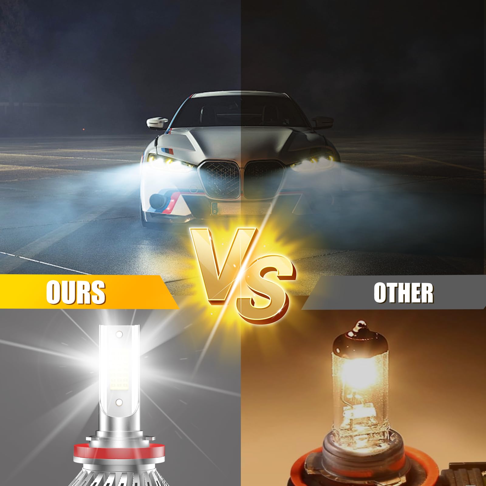 ENJOYAKOM bulbs installed on Nissan Altima at night showing improved visibility benefit