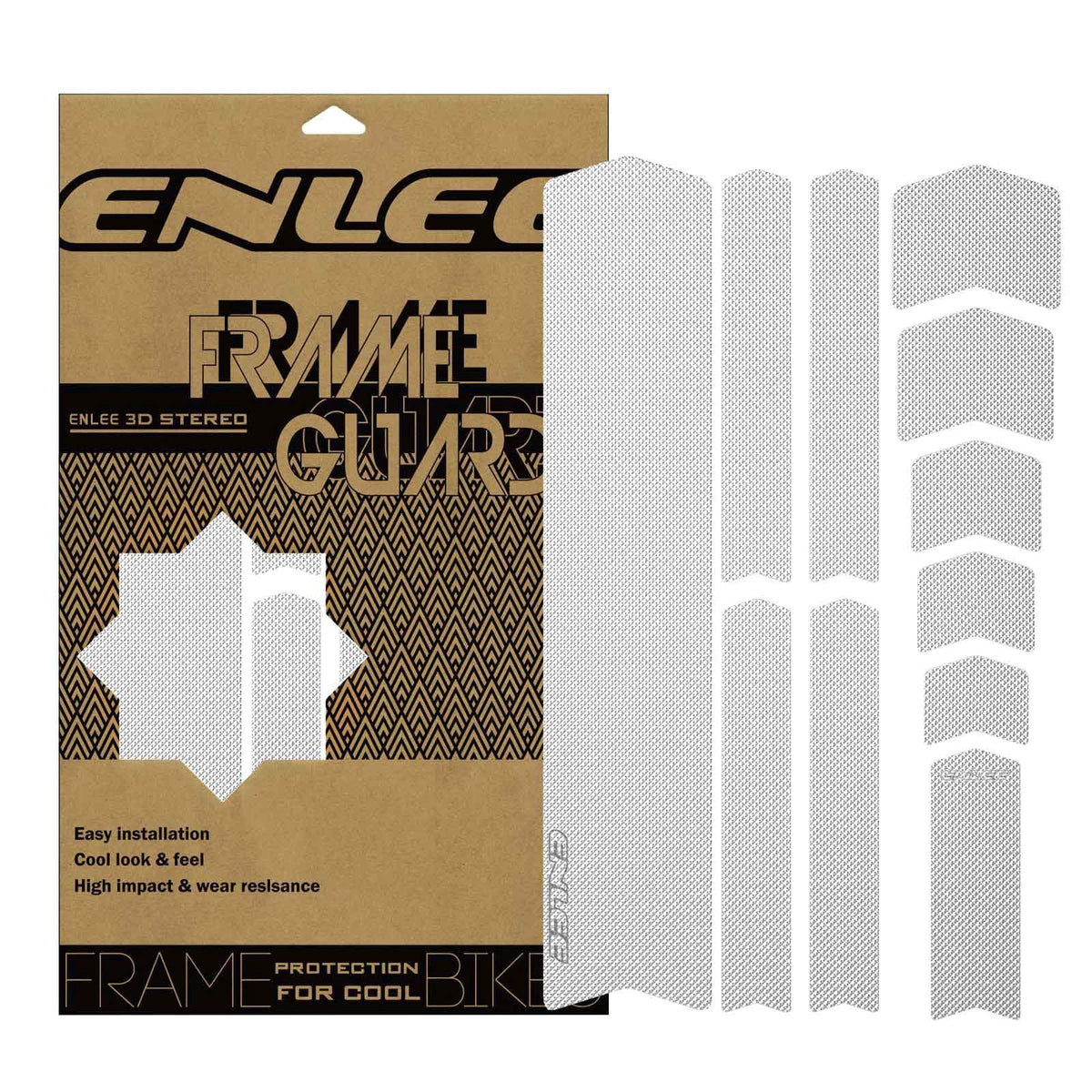 ENLEE front packaging showing the 11-piece clear protection kit and benefits